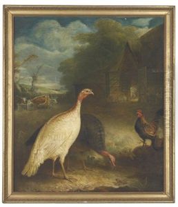 Poultry And Cattle In A Farmyard At Twilight by John E. Ferneley