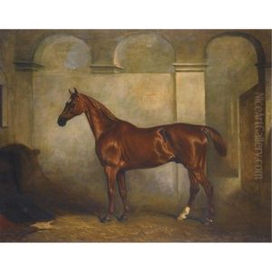 A Chestnut Horse In A Stable by John E. Ferneley