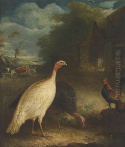 Poultry And Cattle In A Farmyard by John E. Ferneley