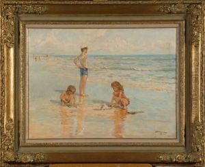 Enfants Jouant A La Plage by Charles Garabed Atamian