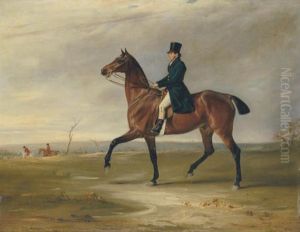 A Gentleman, (francis Holyoake?) On A Bay Hunter In A Landscape, A Hunt Beyond by John E. Ferneley