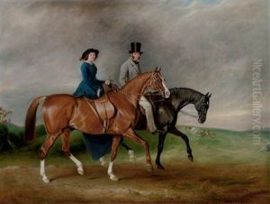 Thomas Tertius Paget And His Wife, Geraldine Mccausland, Riding On Satan And Jessica In Bradgate Park, Leicestershire by John E. Ferneley