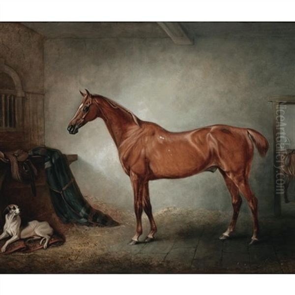 Firebird, A Chestnut Hunter, And Policy, A Foxhound, In A Loose Box - view 1