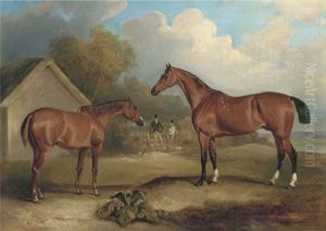 "sambo" And "pilot", Property Of Lord Gardner, At Grass, With Figures Beyond
