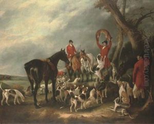 The Finish Of A Run With The Quorn Hunt, With The Huntsmen (from Right To Left) Sir Harry Goodricke (master Of The Hounds), Mountford (huntsman), Beers (whipper-in), And Will Derry (whipper-in) by John E. Ferneley