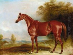 "harkaway", A Chestnut Racehorse In A Landscape