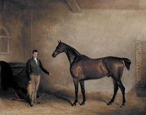 Mr. C.n. Hogg's "claxton" And A Groom In A Stable by John E. Ferneley