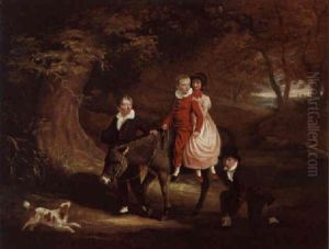 Children With A Donkey And Spaniel by John E. Ferneley
