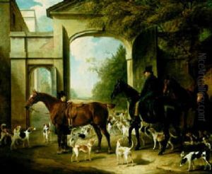Waiting For The Master: The Horses, Grooms And Harriers Of John Morant Outside Brockenhurst Park by John E. Ferneley