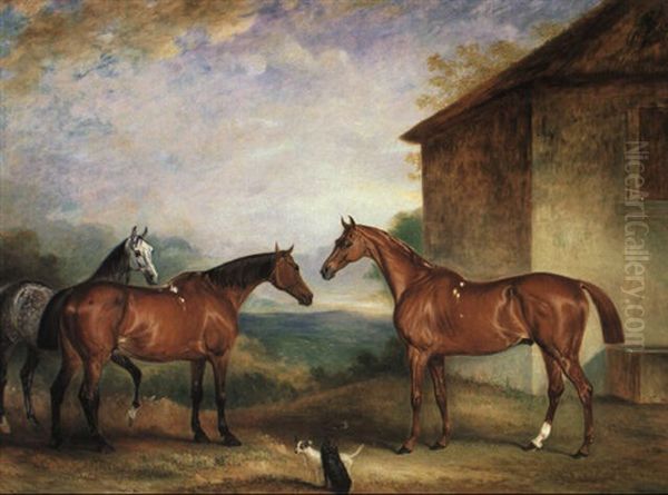 Three Hunters With Dogs, The Property Of Mr. Sidebottom - view 1