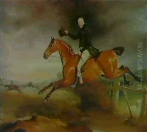 Mr. George Marriott On His Bay Hunter Taking A Fence by John E. Ferneley