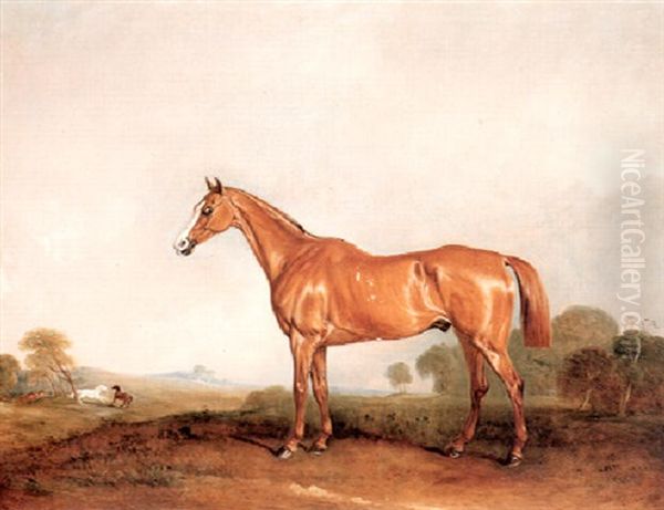 A Golden Chestnut Hunter In A Landscape - view 1