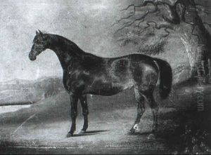 Portrait Of A Bay Hunter In A Landscape by John E. Ferneley
