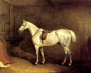 A Grey Hunter Saddled Up In A Stable by John E. Ferneley