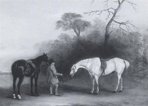 A Groom With A Dark Bay And A Grey Hunter by John E. Ferneley