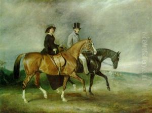 Thomas Tertius Paget And His Wife, Geraldine Mccausland, Riding  On "satan" And "jessica" In Bradgate Park, Leicestershire by John E. Ferneley