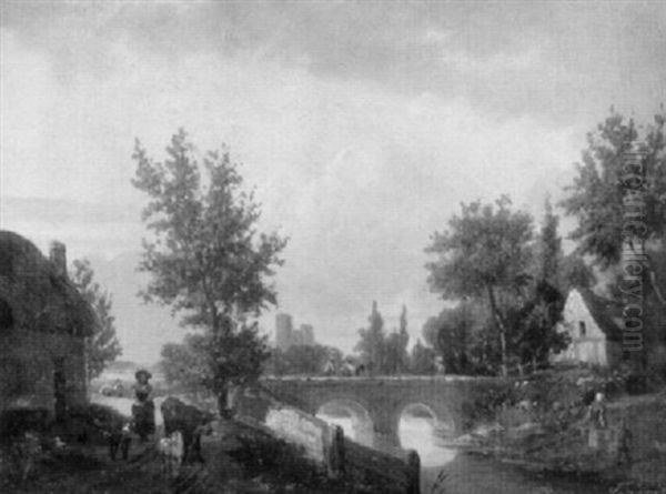 Belebte Ortschaft Am Fluss - view 1