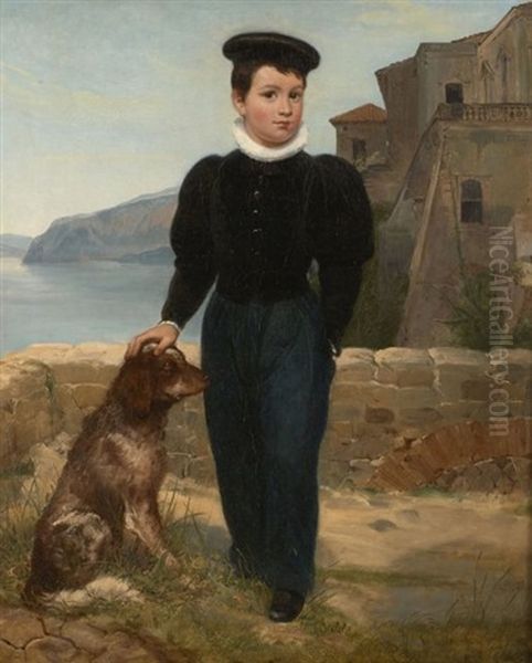Portrait D'un Jeune Garcon Devant La Baie De Sorrente - view 1