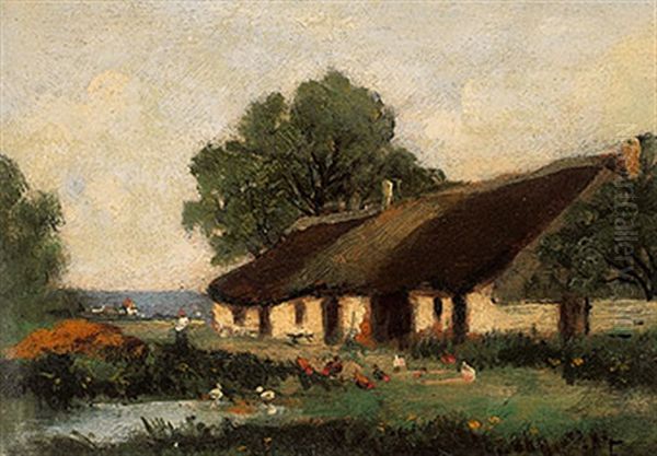 Reetgedecktes Anwesen Mit Huhnerhof, Teich Und Figurenstaffage - view 1