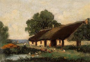 Reetgedecktes Anwesen Mit Huhnerhof, Teich Und Figurenstaffage