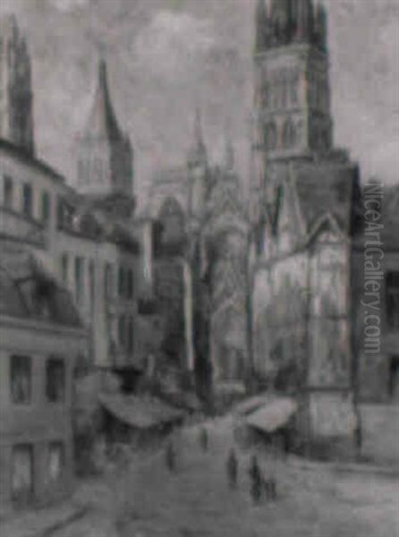La Rue De L'epicerie Et La Cathedrale De Rouen - view 1
