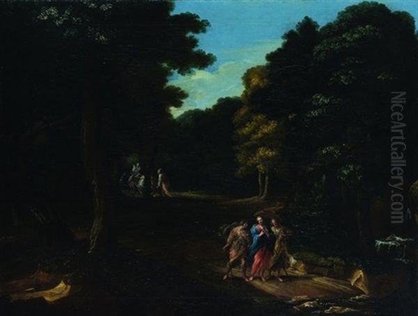 Paesaggio Con L'incontro Sulla Via Di Emmaus, E La Fuga In Egitto Sullo Sfondo - view 1