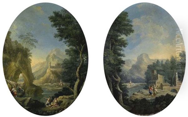 Paesaggio Fluviale Con Viandanti E Arco Naturale (+ Paesaggio Fluviale Con Viandanti E Casolare; 2 Works) - view 1