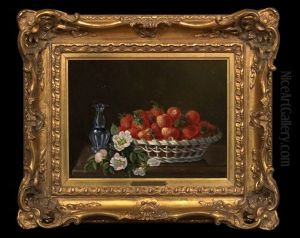 Still Life Of A Basket Of Strawberries And A Cut Glass Vase Still Life Of A Basket Of Strawberries And A Cut Glass Vase