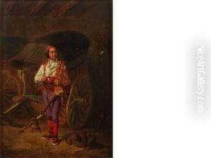 A Man Standing Before A Carriage by Bernardo Ferrandiz Y Badenes