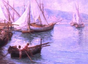 Fishermen Off The Southern Italian Coast by Carlo Ferranti