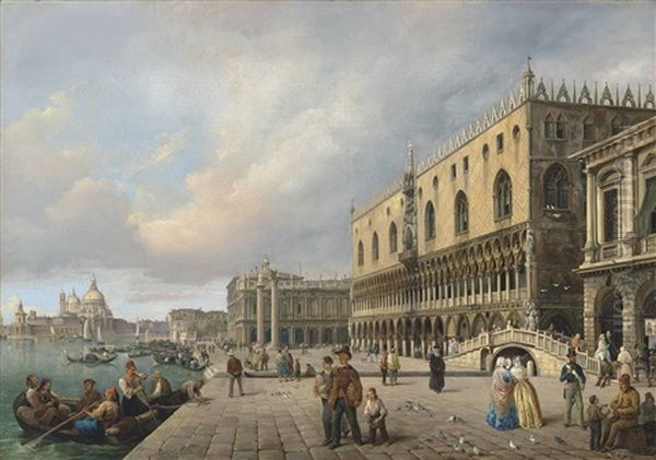The Riva Degli Schiavoni, Venice, With Santa Maria Della Salute Beyond - view 1