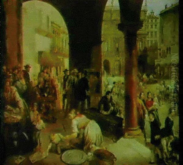 A Busy Italian Square - view 1