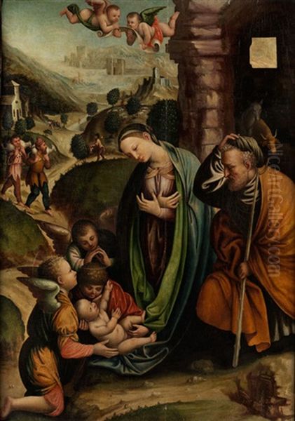 Anbetung Des Kindes Durch Maria, Josef Und Die Engel - view 1