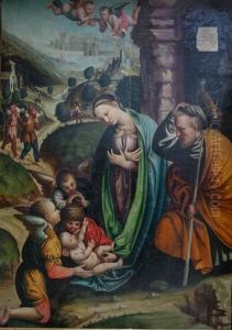 Adoration De L'enfant Avec Saint Joseph Et Les Anges by Gaudenzio Ferrari