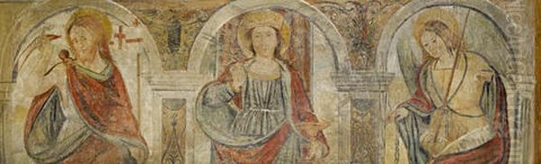 Saint Barbara With Saint George And The Archangel Michael Within Painted Niches (fragment) - view 1