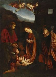 Anbetung Des Jesuskindes Mit Stifter by Gaudenzio Ferrari