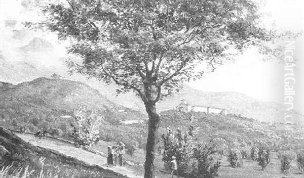 Northern Italian Landscape With Figures - view 1