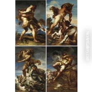 Ercole E Anteo (+ 3 Others; Set Of 4) by Gregorio de Ferrari