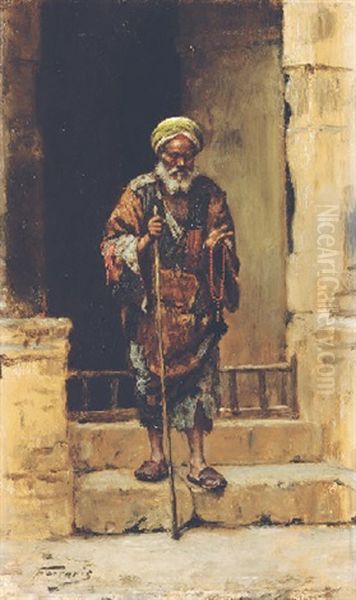 An Old Man Before A Mosque - view 1