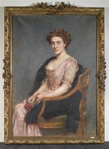 Bildnis Von Einer Dame Mit Rose by Arthur von Ferraris