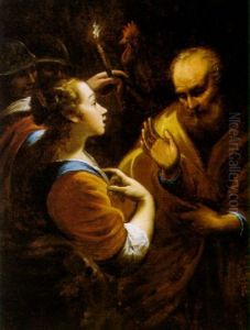 San Pietro Riconosciuto Da Una Serva Di Caifa by Orazio Ferraro