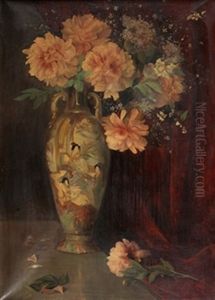 Jarron Oriental Con Flores by Antonia Ferreras