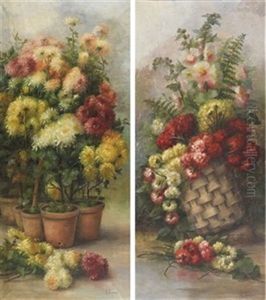 Pareja De Bodegones Con Flores (pair) by Antonia Ferreras
