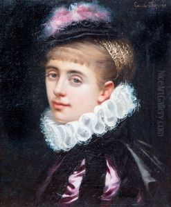 Portret Van Elegante Vrouw by Cecile (Mme. Guerin) Ferrere