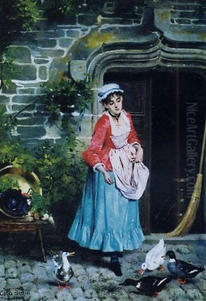 Jeune Femme Devant La Ferme - view 1
