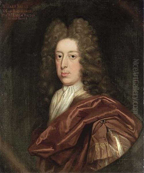 Portrait Of The Hon. Harie Maule In A Brown Cloak And White Stock - view 1