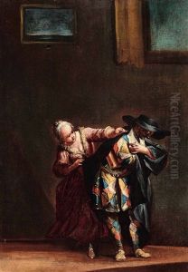 Arlecchino E Colombina by Giovanni Domenico Ferretti