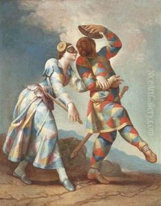 Harlequin And Columbine by Giovanni Domenico Ferretti