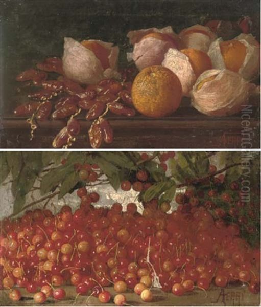 Dates And Oranges On A Table (+ Cherries On A Table; Pair) - view 1