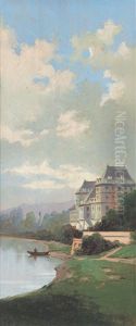 Torino: Il Po Con Il Castello Del Valentino